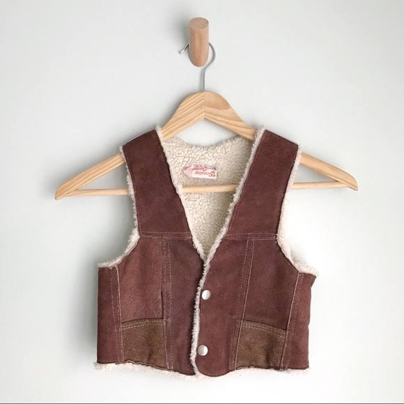 Vintage Other - Unisex VINTAGE Suede Faux Sherpa Western Kids Vest